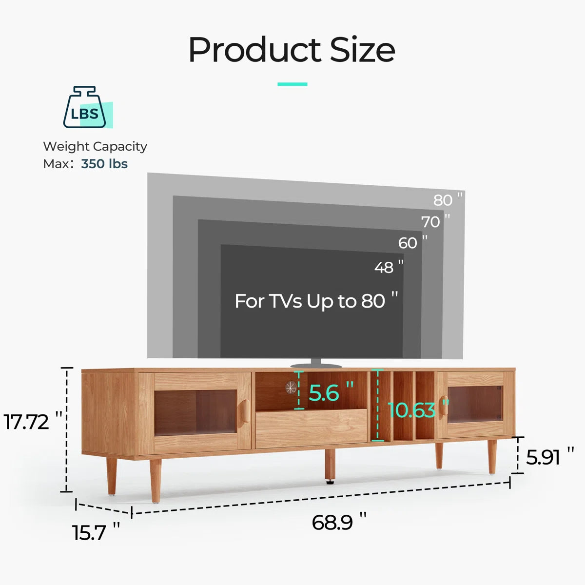 tv panel: Sleek Entertainment Console Holds TVs up to 78"