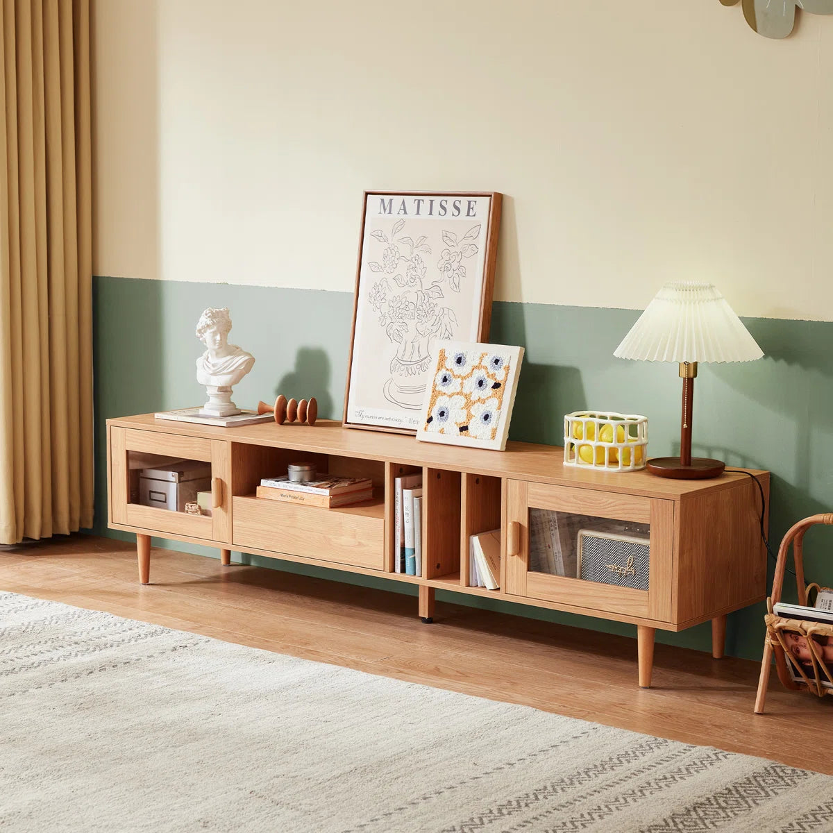 tv panel: Modern tv panel fits up to 78" with ample storage