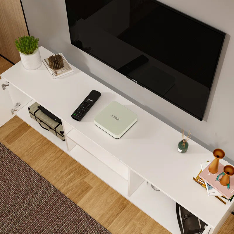 tv panel: Modern tv panel fits up to 78" with ample storage