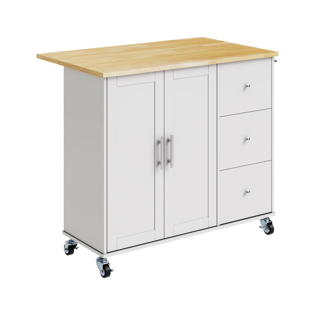 Kitchen Island Table: 39.7” Rolling Cart with Drop Leaf, Cabinet; Towel Rack