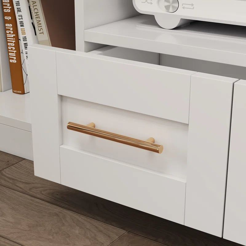 tv panel: Living Room Wall Entertainment Unit with Shelves, Cabinets, and Modern Style
