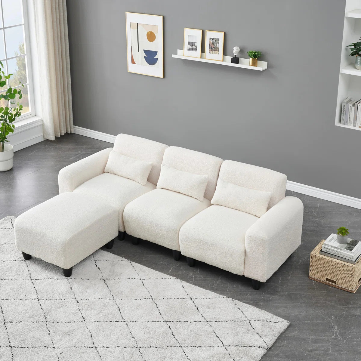 7 Seater Sofa Set: 84.6-Inch Convertible Sofa with 2-Seater + Single Couch & Small Apartment Spaces