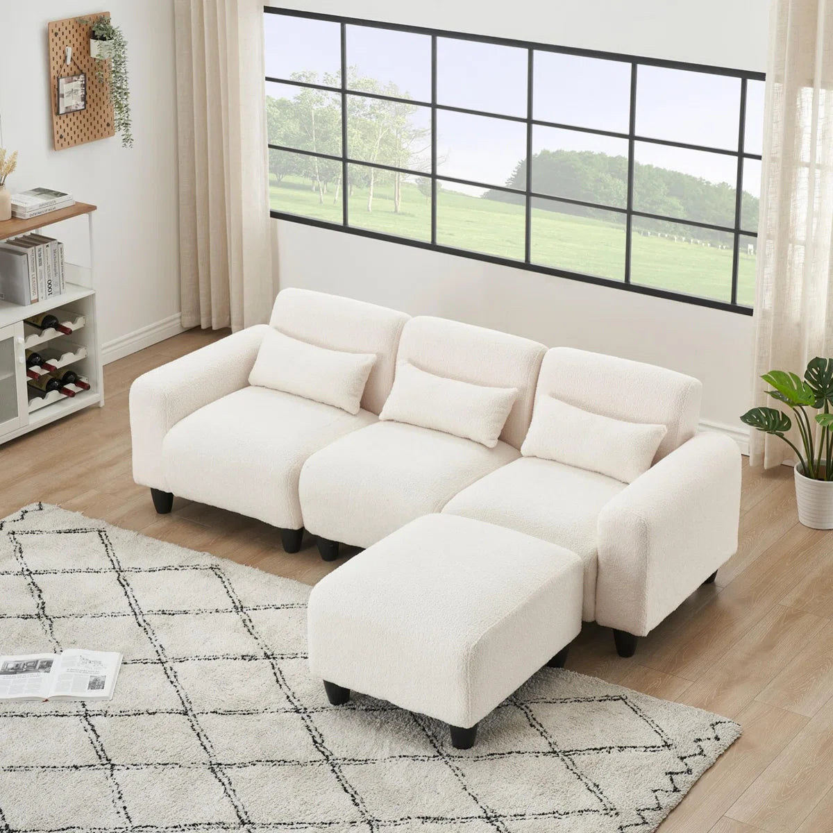 7 Seater Sofa Set: 84.6-Inch Convertible Sofa with 2-Seater + Single Couch & Small Apartment Spaces