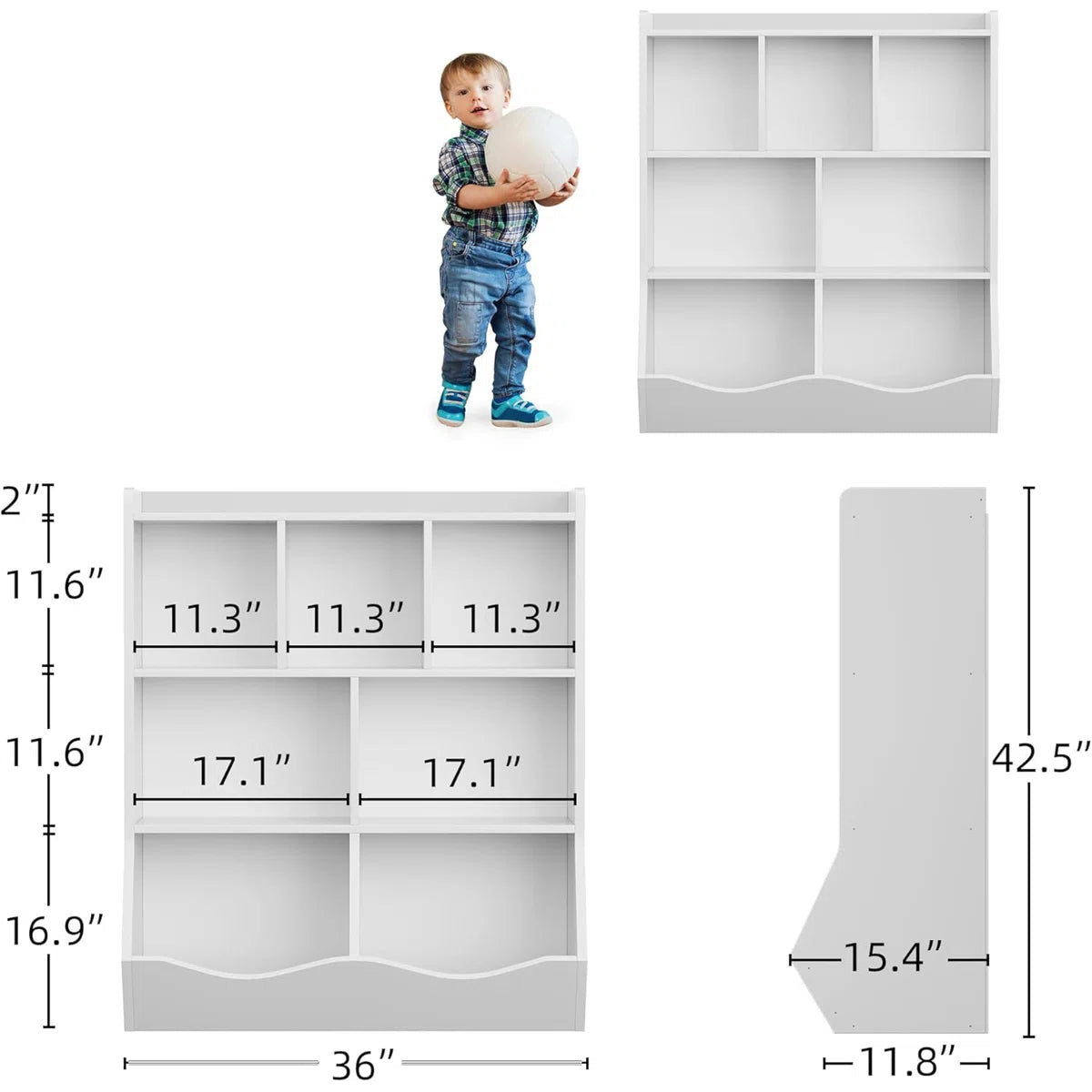 Kids Toy Storage Unit – Modern Toy Organiser with Shelves & Tilted Bins for Bedroom or Nursery
