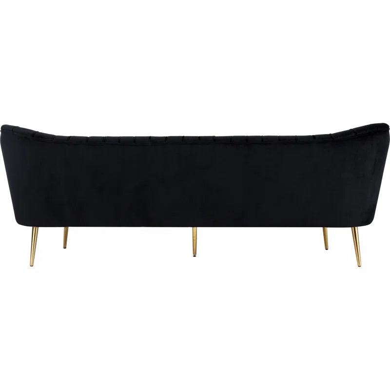 Luxury Sofa Sets: Tiberius Black Velvet 3-Piece Living Room Set with Gold Legs