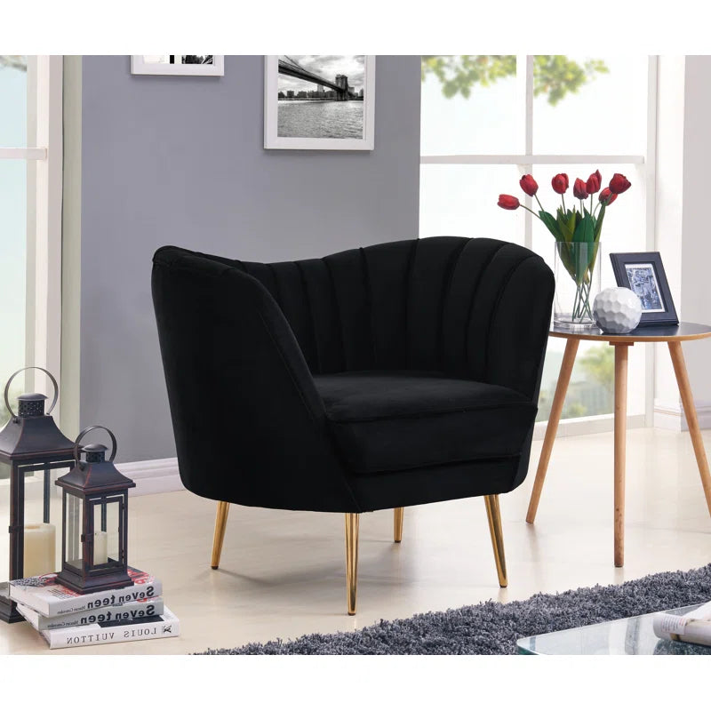 Luxury Sofa Sets: Tiberius Black Velvet 3-Piece Living Room Set with Gold Legs