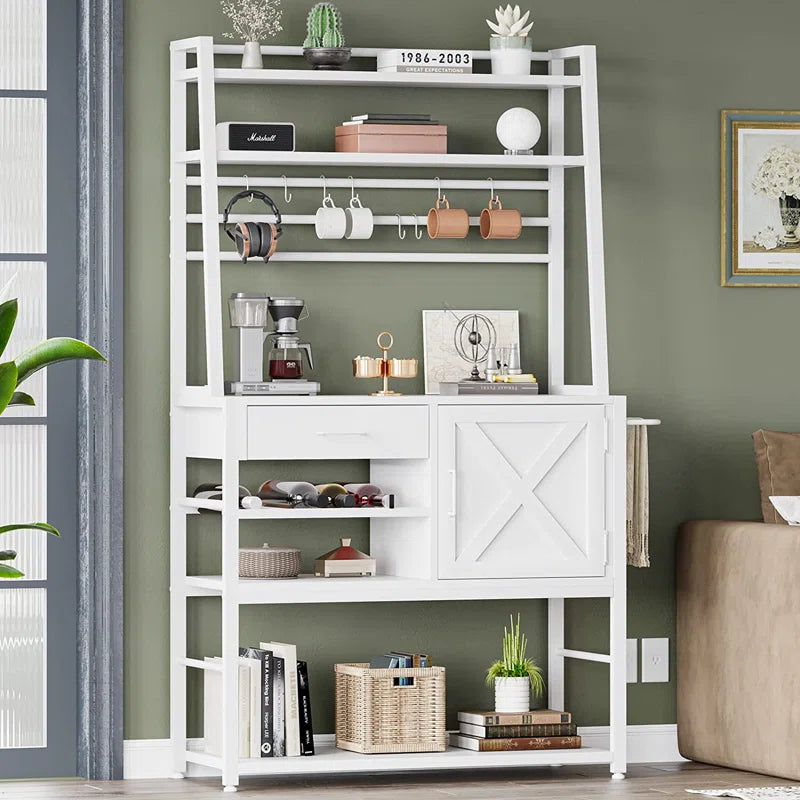 Kitchen Racks: Modern Multi-Tier Kitchen Storage Rack with Microwave Shelf and Cabinet