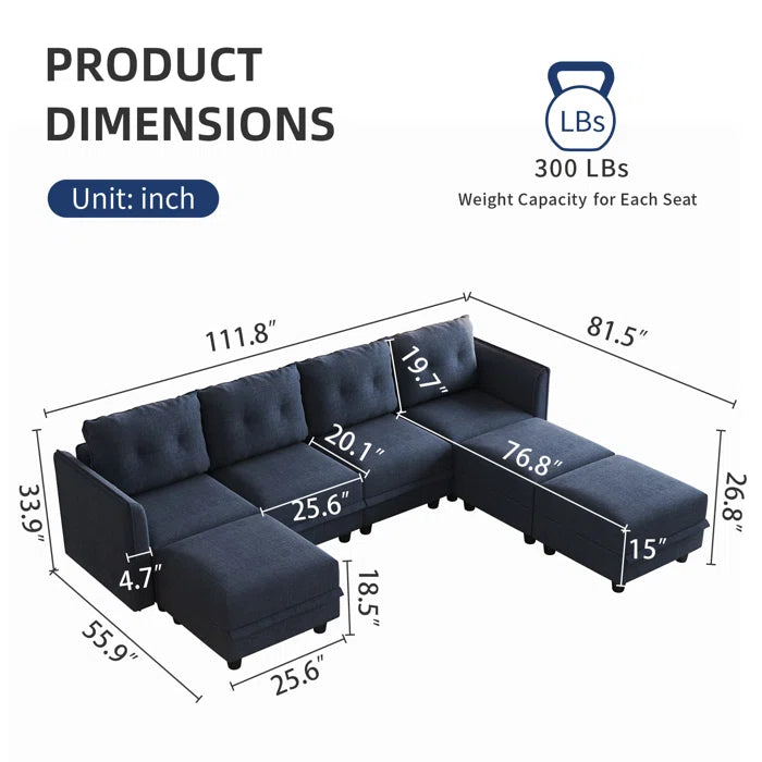 7 Seater Sofa Set: U-Shaped Modern & Stylish Sectional Sofa Set