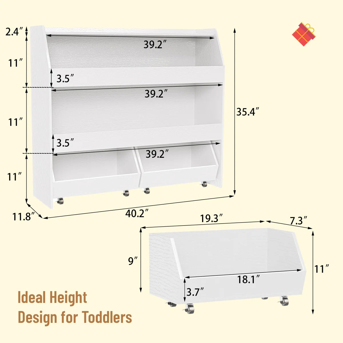 Kids Toy Storage Unit: Toy Organiser with Movable Drawers & Bookcase Storage Bins