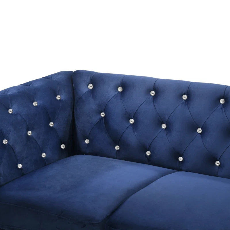 Luxury Sofa Sets: Glam Velvet Sofa Set with Crystal Tufting & Silver Nailhead – Trevin Collection