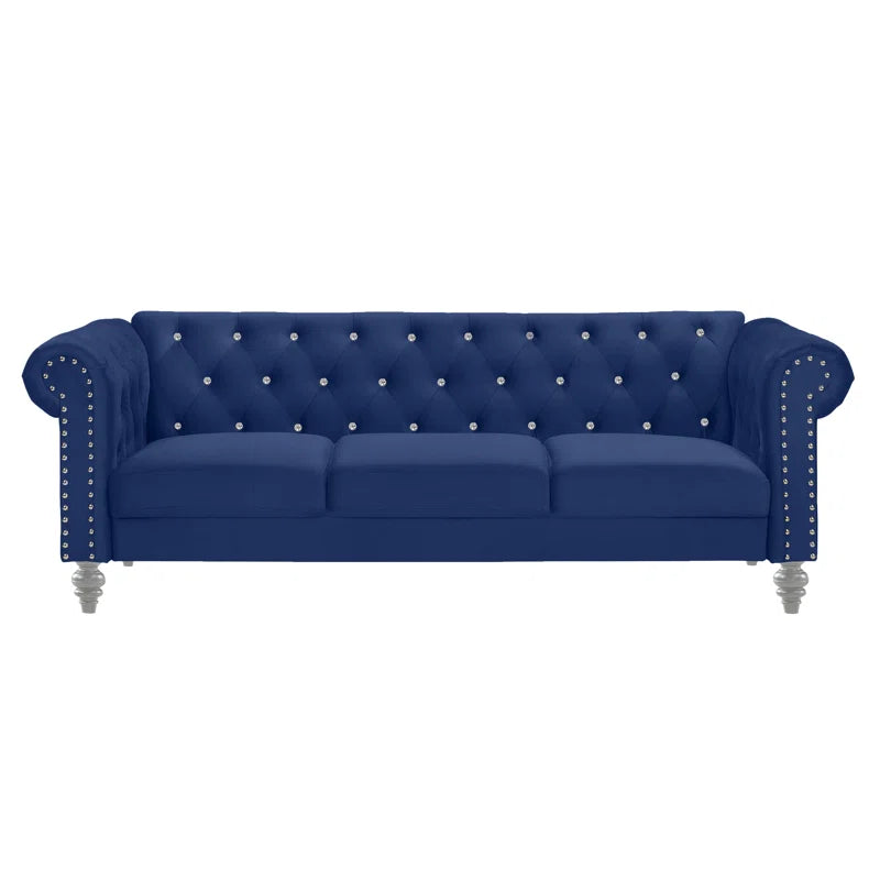 Luxury Sofa Sets: Glam Velvet Sofa Set with Crystal Tufting & Silver Nailhead – Trevin Collection