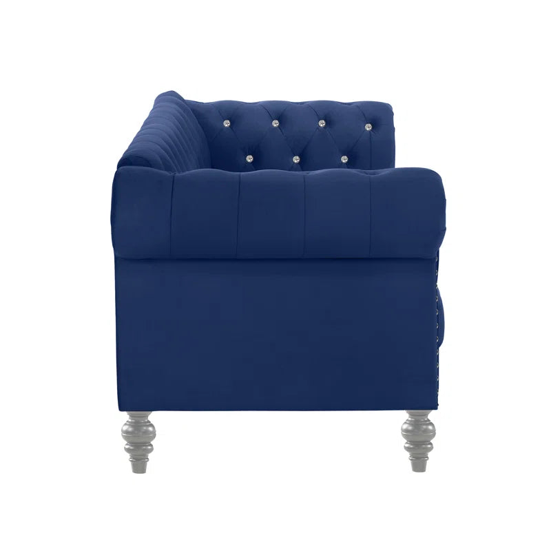 Luxury Sofa Sets: Glam Velvet Sofa Set with Crystal Tufting & Silver Nailhead – Trevin Collection
