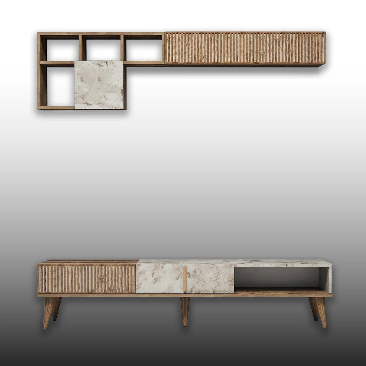 tv panel: tv panel for Tvs up to 55'' 4 Cabinets And 5 Shelves
