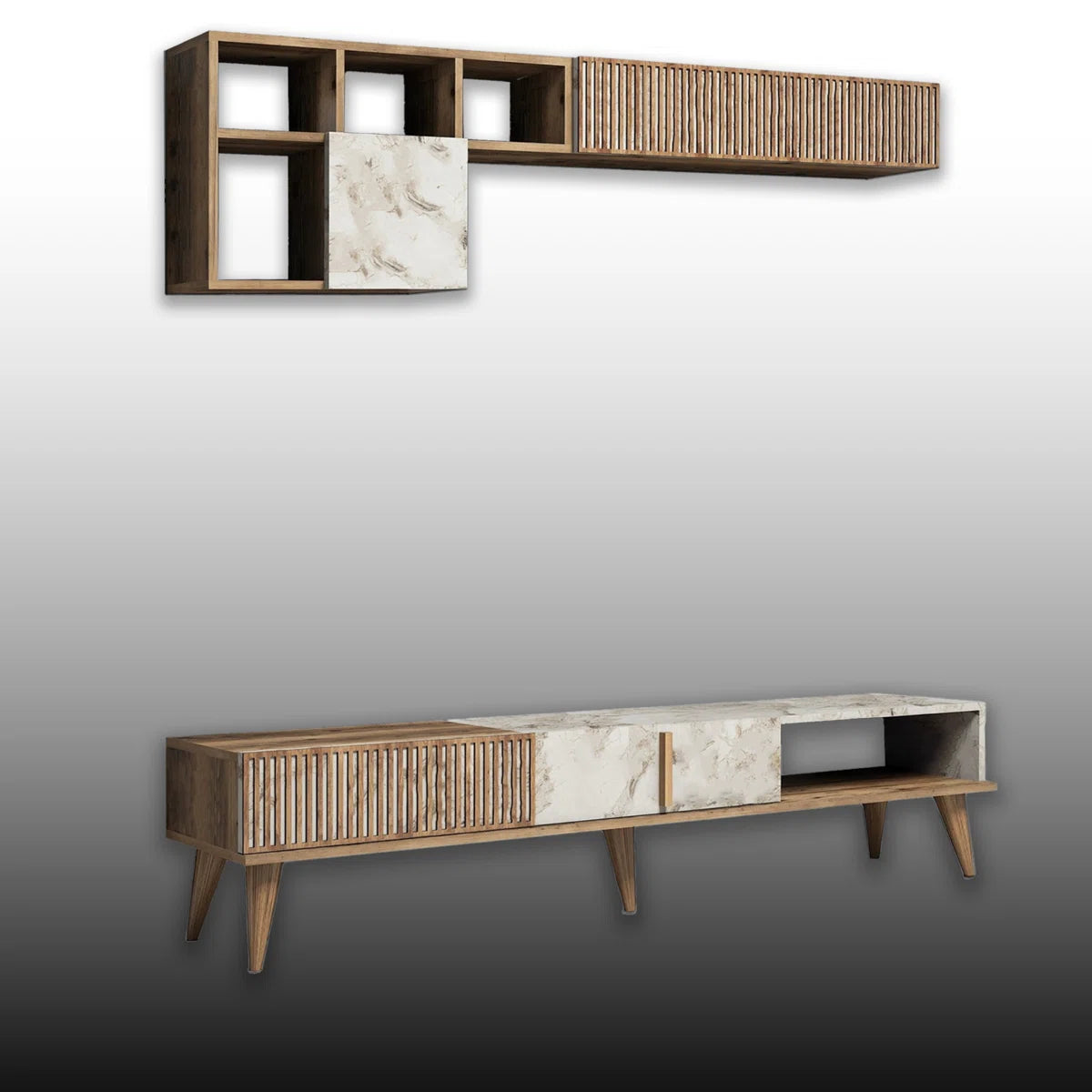 tv panel: tv panel for Tvs up to 55'' 4 Cabinets And 5 Shelves
