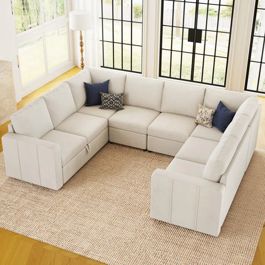 7 Seater Sofa Set:  Oversized U-Shaped Modular Sectional Couch