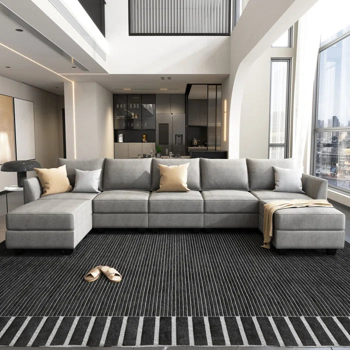 7 Seater Sofa Set: U-Shaped Modular Reversible Sectional Couch with Storage Seat