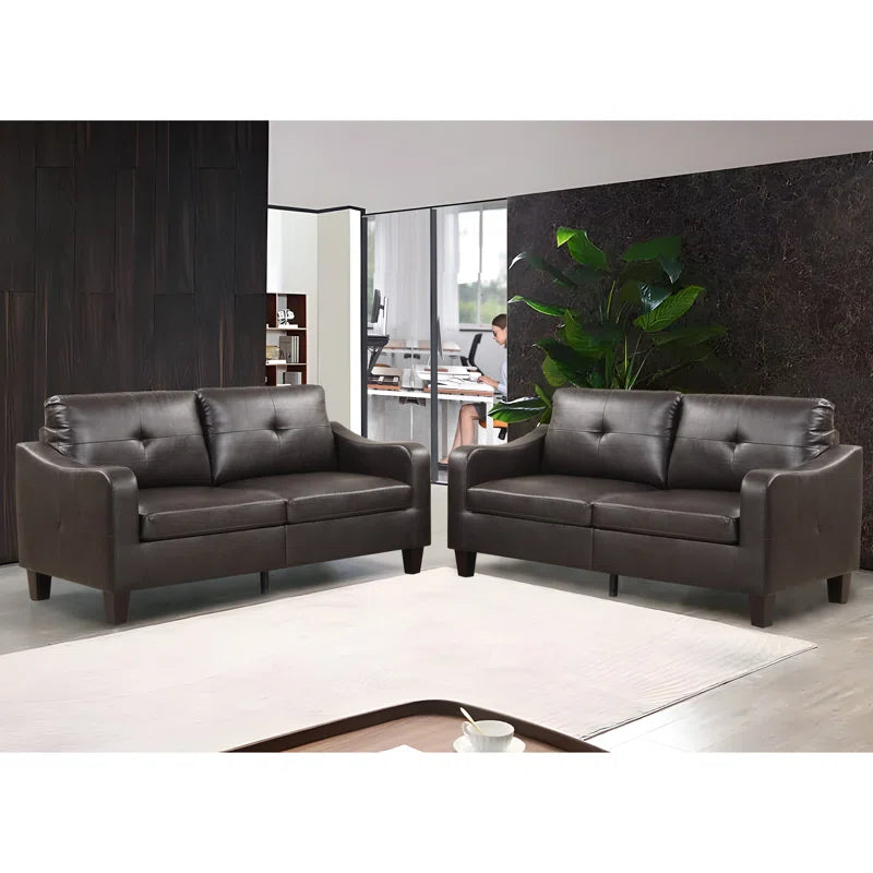 Luxury Sofa Sets: 2-Piece Faux Leather Reception Sofa & Loveseat Set
