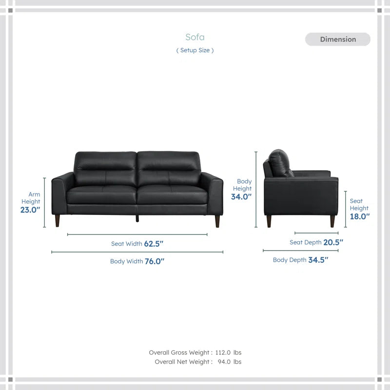 Luxury Sofa Sets: 2-Piece Modern Leather Match Sofa & Loveseat Set with Solid Wood Legs