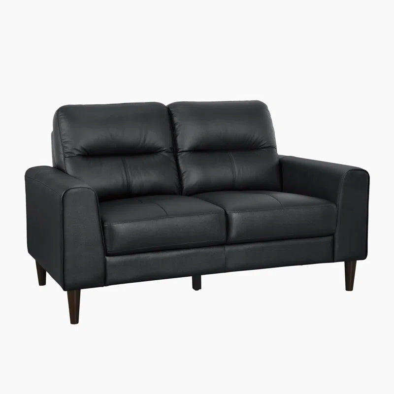 Luxury Sofa Sets: 2-Piece Modern Leather Match Sofa & Loveseat Set with Solid Wood Legs