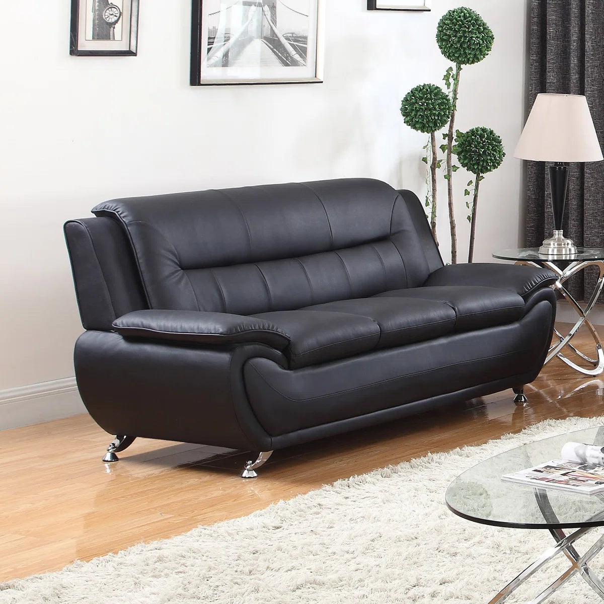 Luxury Sofa Sets: 3-Piece Sofa, Loveseat & Chair with Chrome Legs