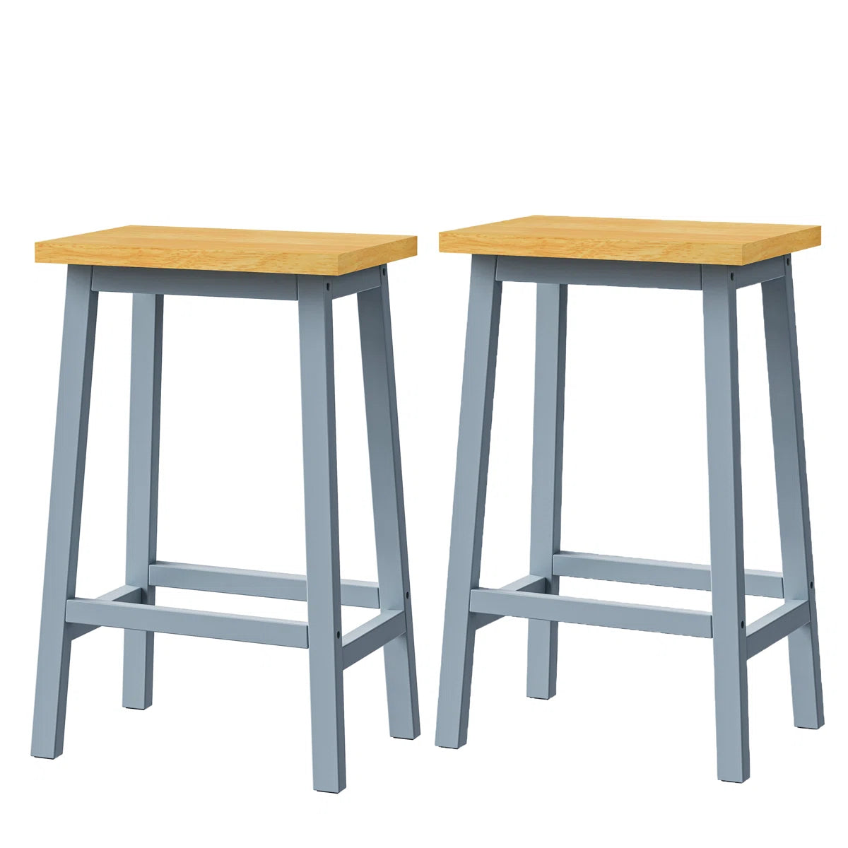 Kitchen Island Table: 53.14" Wide 3-Piece Set with Bar Stools, Power Outlets & Storage