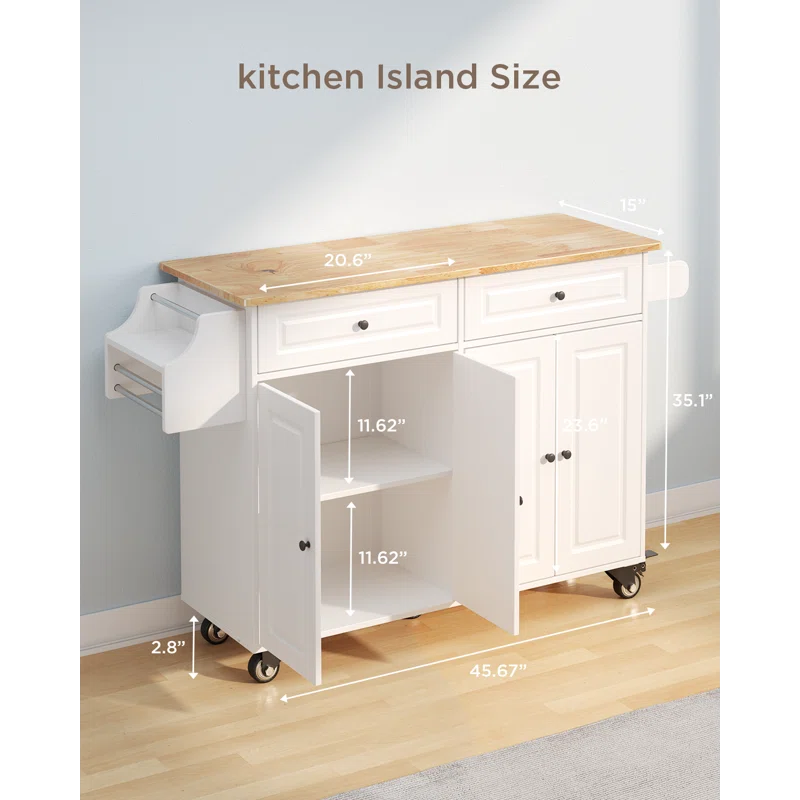 Kitchen Island Table: Expandable Countertop, Storage, and Locking Wheels
