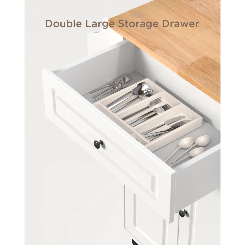 Kitchen Island Table: Expandable Countertop, Storage, and Locking Wheels