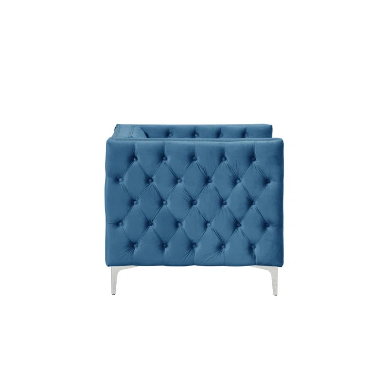 Luxury Sofa Sets: 3-Piece Navy Blue Velvet Sofa Set with Nailhead Trim
