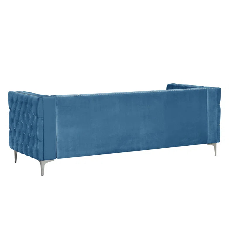 Luxury Sofa Sets: 3-Piece Navy Blue Velvet Sofa Set with Nailhead Trim