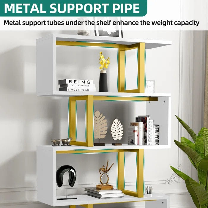 Bookshelf: 57" H x 31.5" W Steel Geometric Bookcase