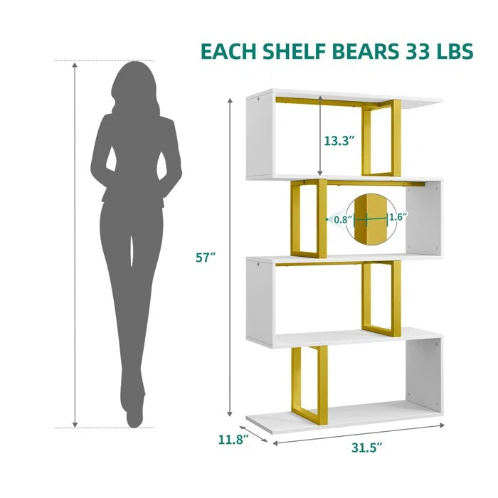 Bookshelf: 57" H x 31.5" W Steel Geometric Bookcase