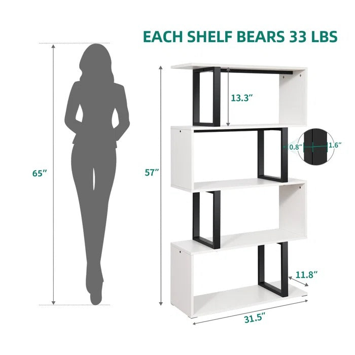 Bookshelf: 57" H x 31.5" W Steel Geometric Bookcase