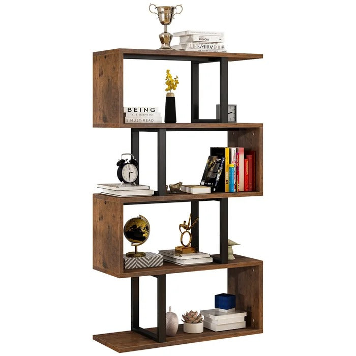 Bookshelf: 57" H x 31.5" W Steel Geometric Bookcase