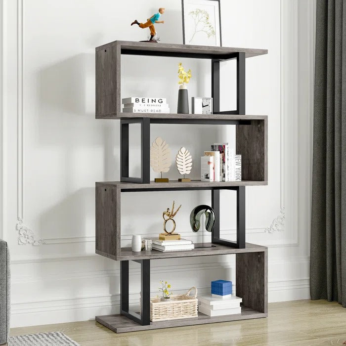 Bookshelf: 57" H x 31.5" W Steel Geometric Bookcase