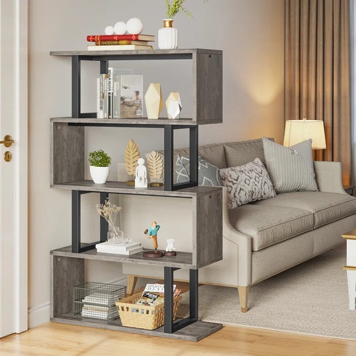 Bookshelf: 57" H x 31.5" W Steel Geometric Bookcase