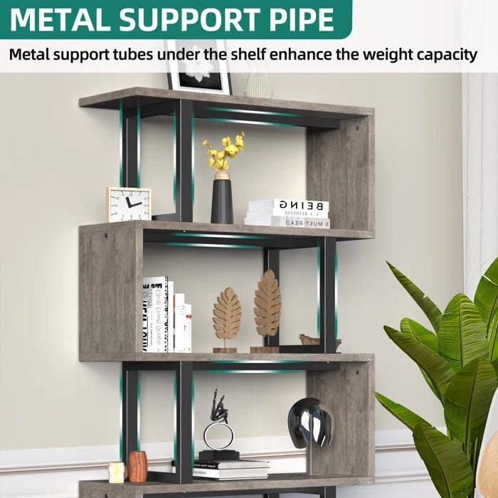 Bookshelf: 57" H x 31.5" W Steel Geometric Bookcase