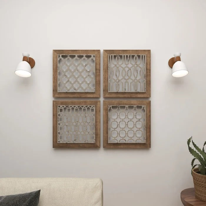 Wall Art: Metal and Wood Wall Decor (Set of 4)