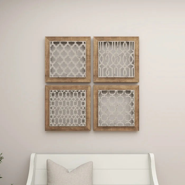 Wall Art: Metal and Wood Wall Decor (Set of 4)