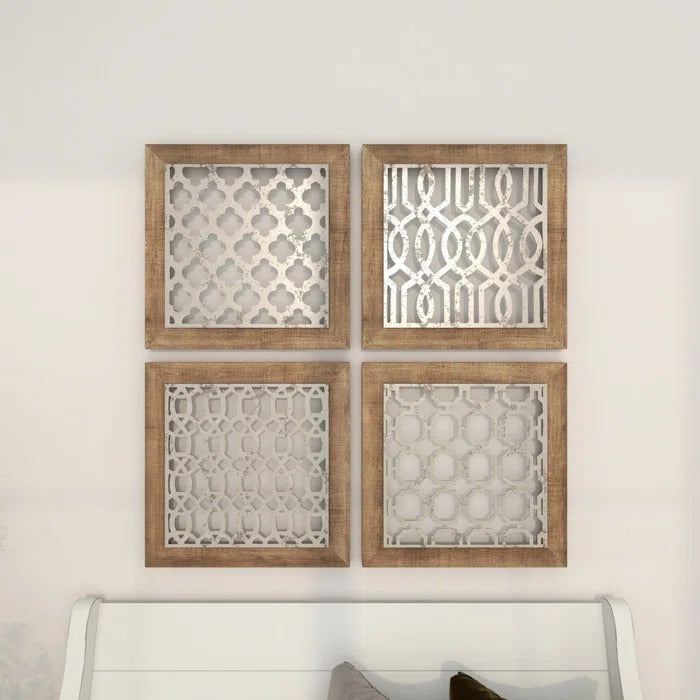 Wall Art: Metal and Wood Wall Decor (Set of 4)