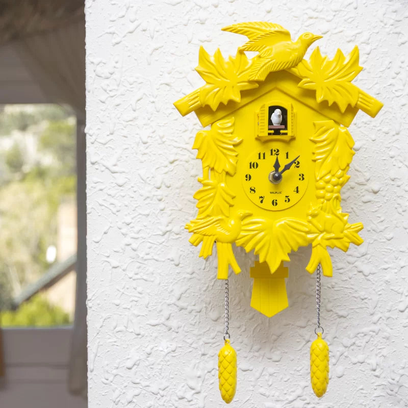 Wall Decor: Mandir Design Wall Clock Yellow