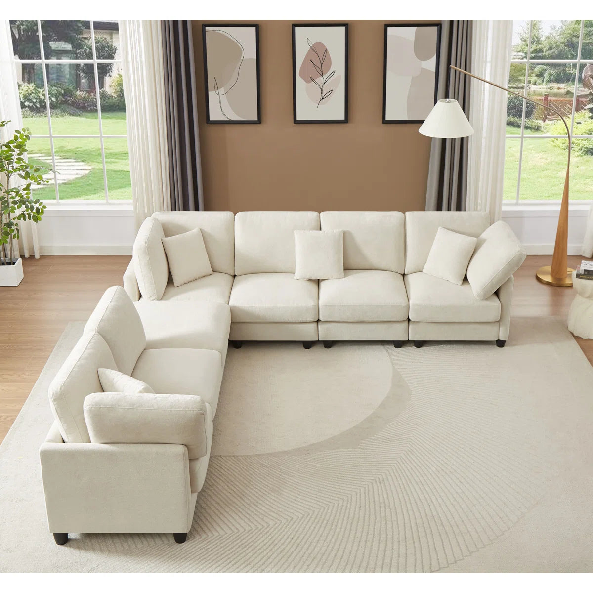 7 Seater Sofa Set: 7-Piece Upholstered Sectional for Living Room