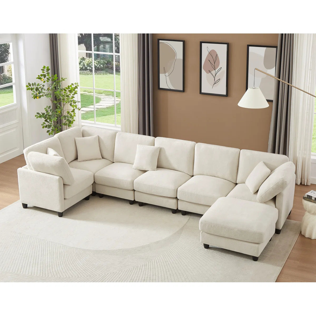 7 Seater Sofa Set: 7-Piece Upholstered Sectional for Living Room