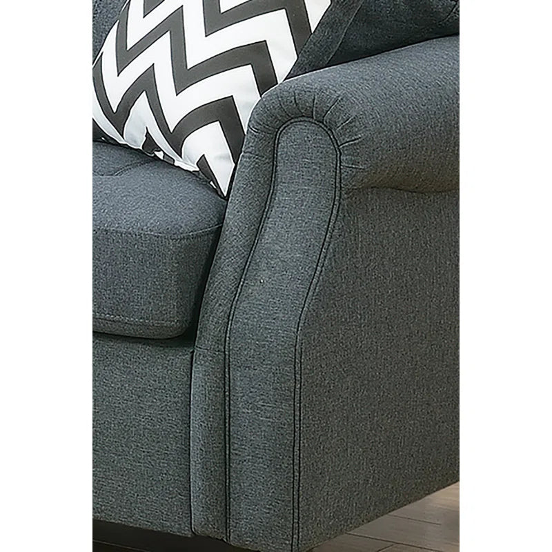 Luxury Sofa Sets: Arsenic Grey 2-Piece Classic Sofa & Loveseat Set with Accent Pillows