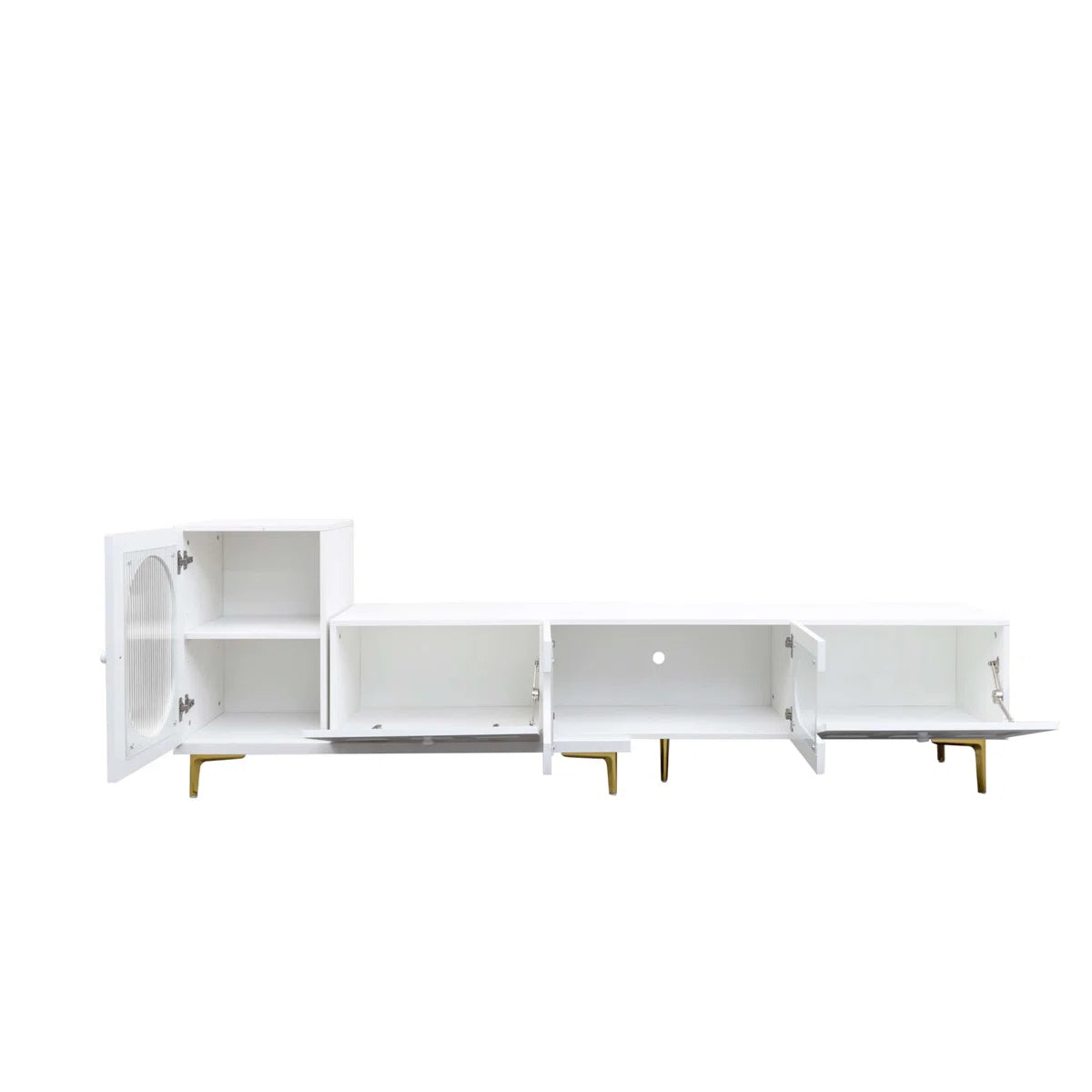 tv panel: Modern wood TV console, extendable entertainment center for bedroom or living room spaces