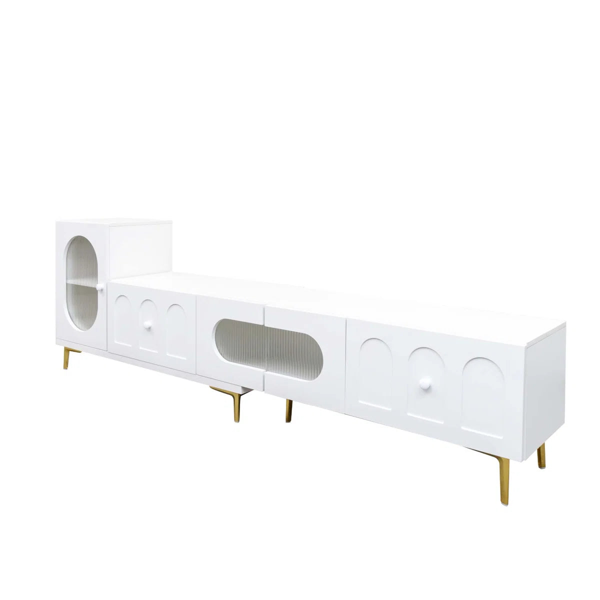 tv panel: Modern wood TV console, extendable entertainment center for bedroom or living room spaces