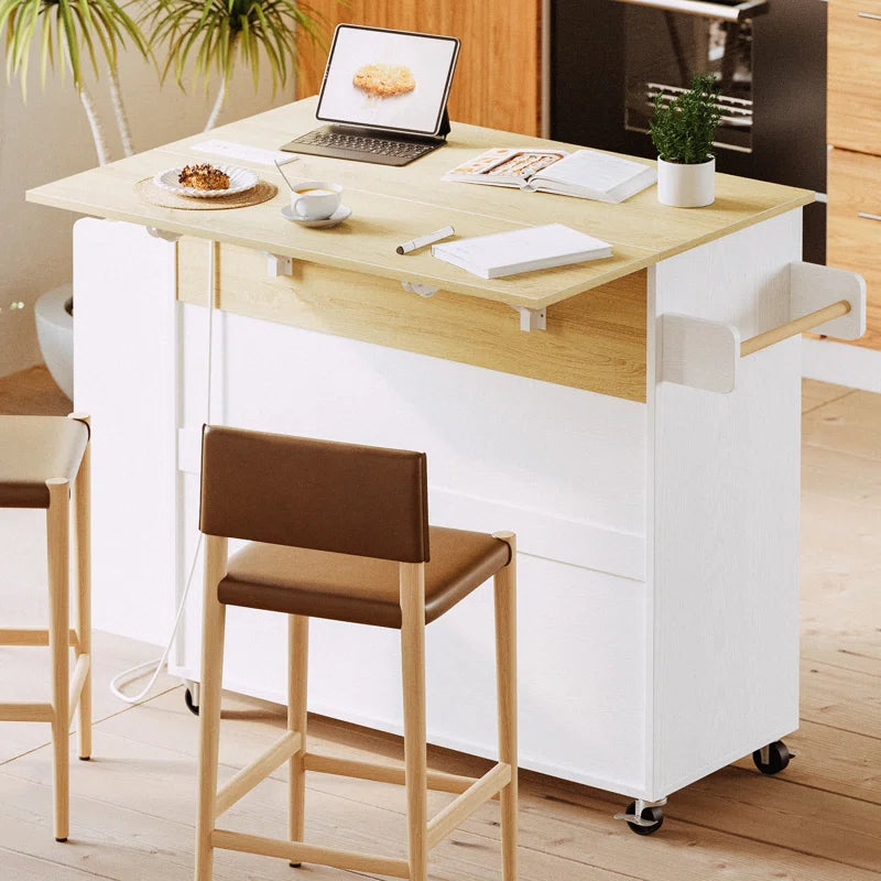 Kitchen Island Table: Stylish Wooden Design with Ample Storage Space