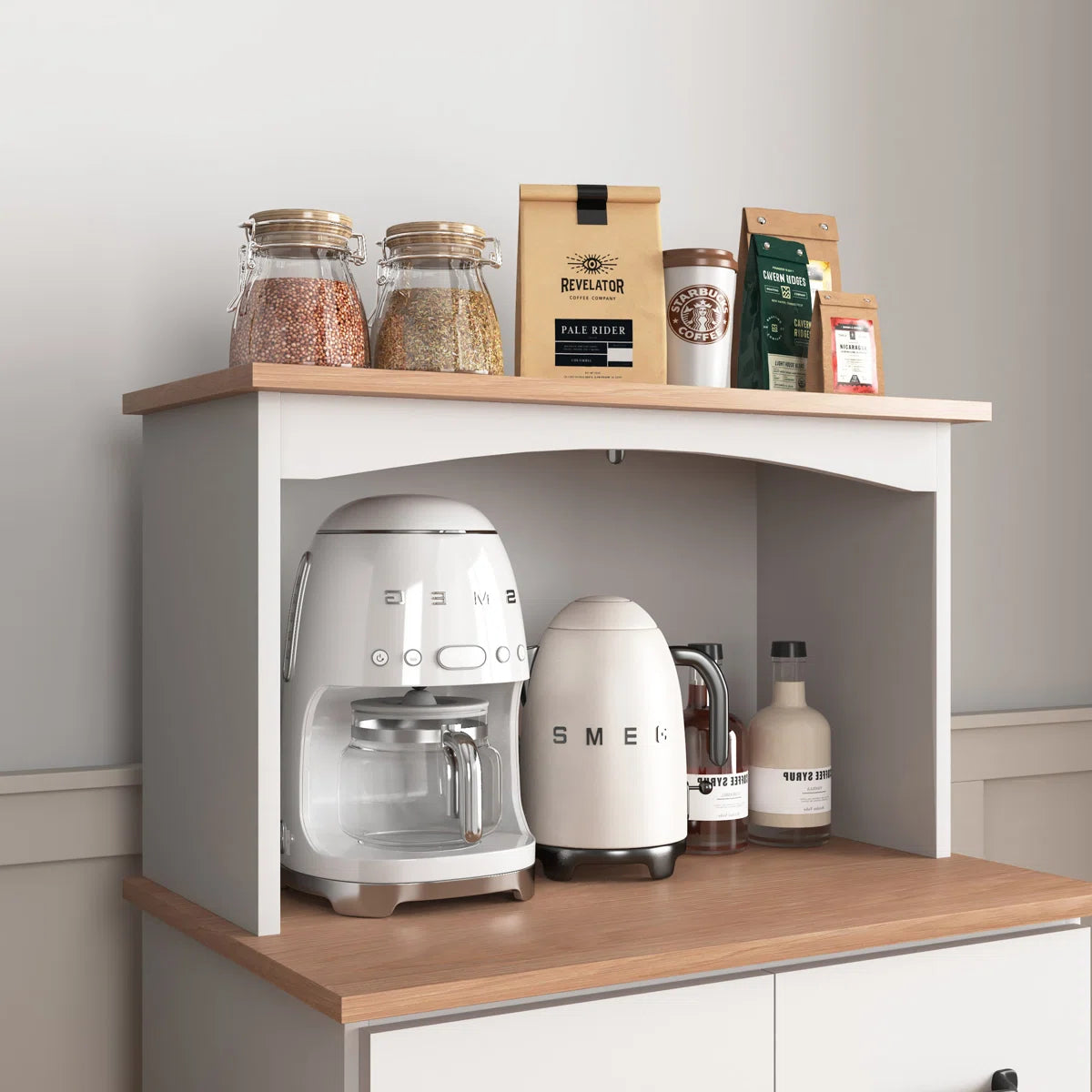 Microwave Stands: Microwave Stand with Storage – White Wooden Kitchen Pantry Cabinet with Drawer