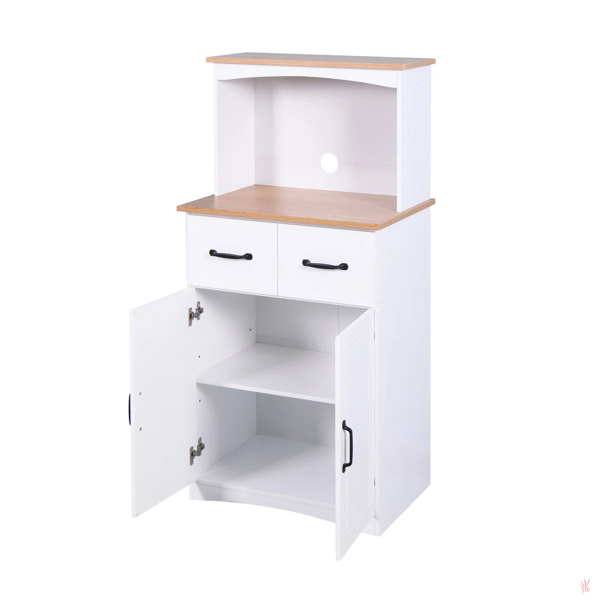 Microwave Stands: Microwave Stand with Storage – White Wooden Kitchen Pantry Cabinet with Drawer