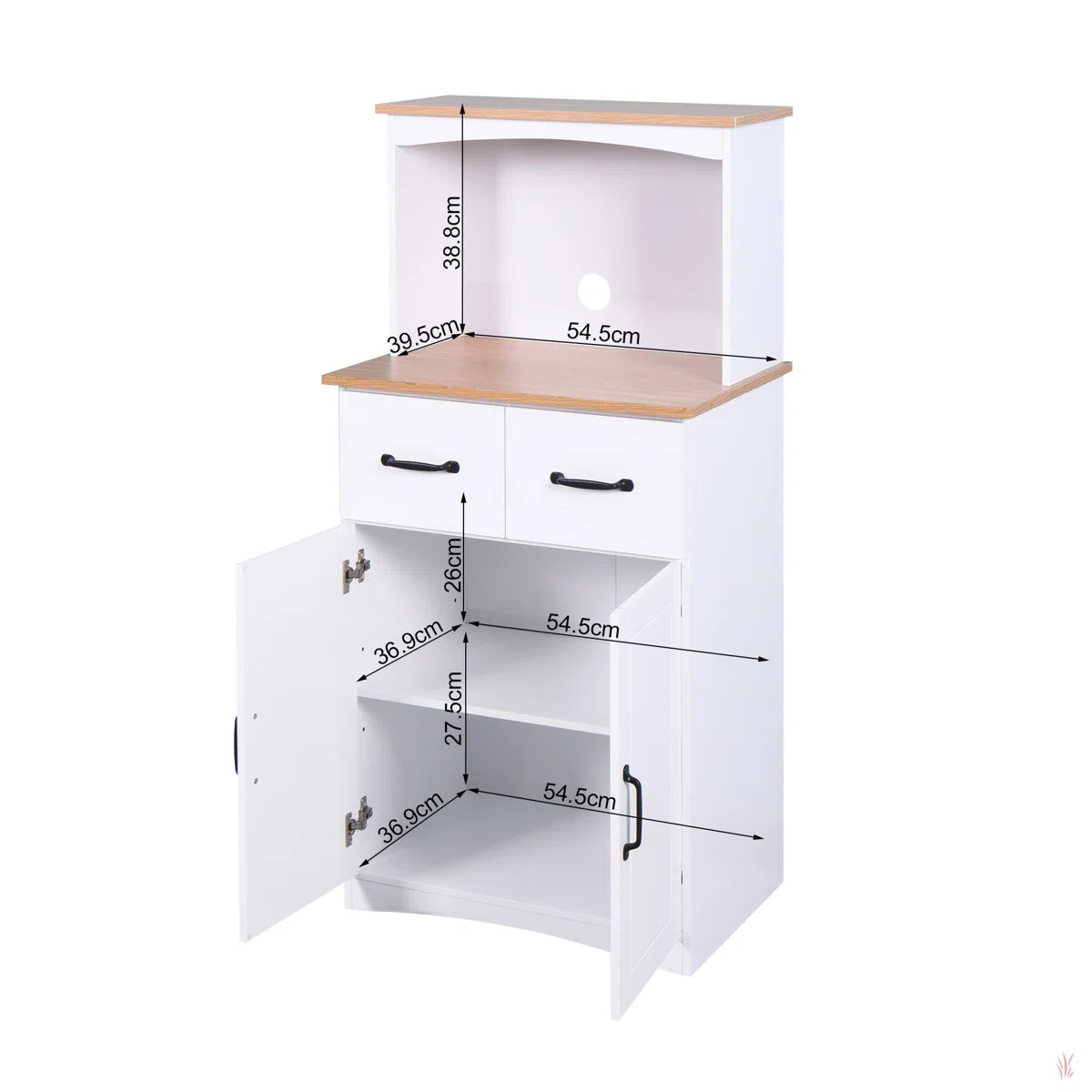 Microwave Stands: Microwave Stand with Storage – White Wooden Kitchen Pantry Cabinet with Drawer