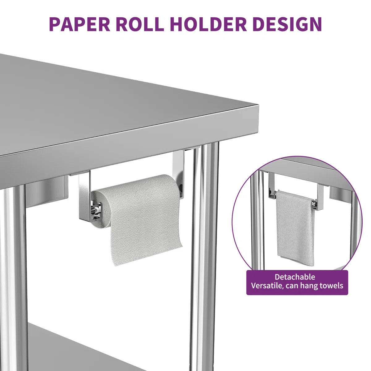 Kitchen Rack: Work Table in Stainless Steel, 31" L x 24" W x 36" H